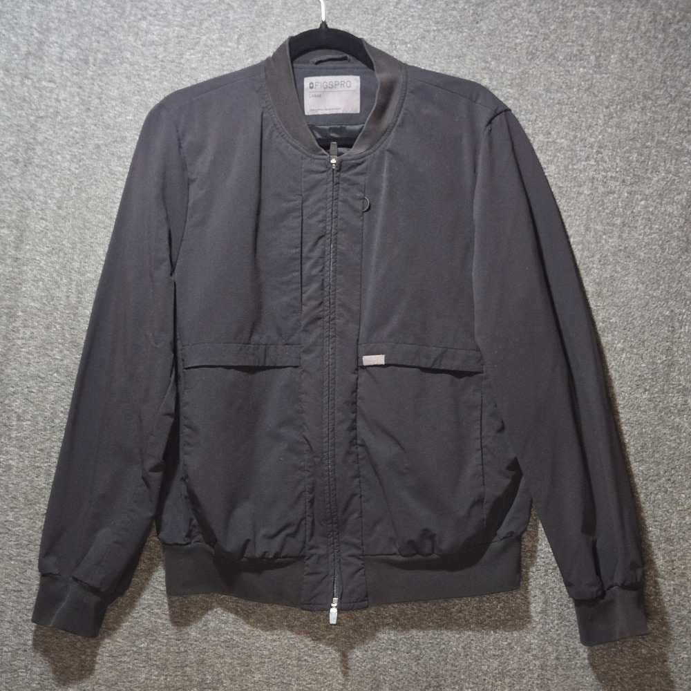Figs Pro Bomber Jacket Womens Large Black Medical Nursing Doctor